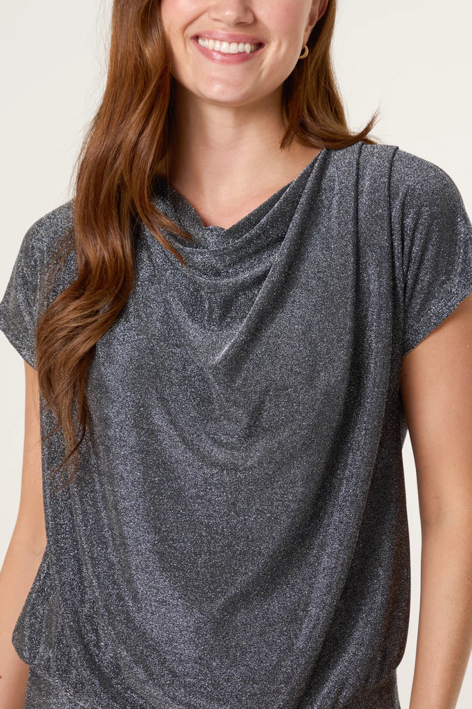 Lisa Metallic Cowl Neck Top