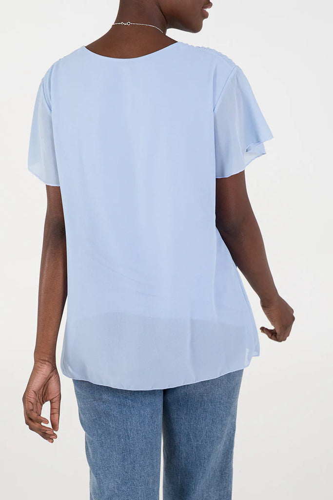 Lana Pleat Detail Short Sleeve Top