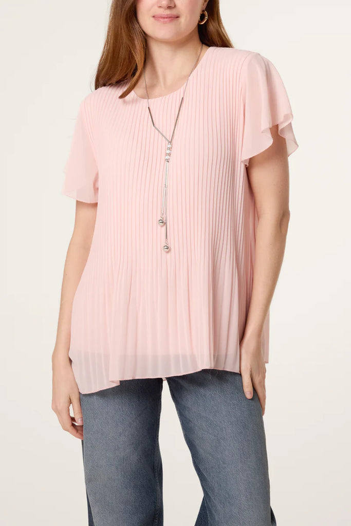 Lana Pleat Detail Short Sleeve Top
