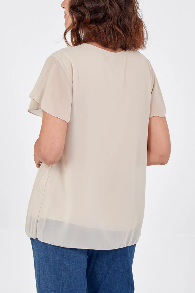 Lana Pleat Detail Short Sleeve Top