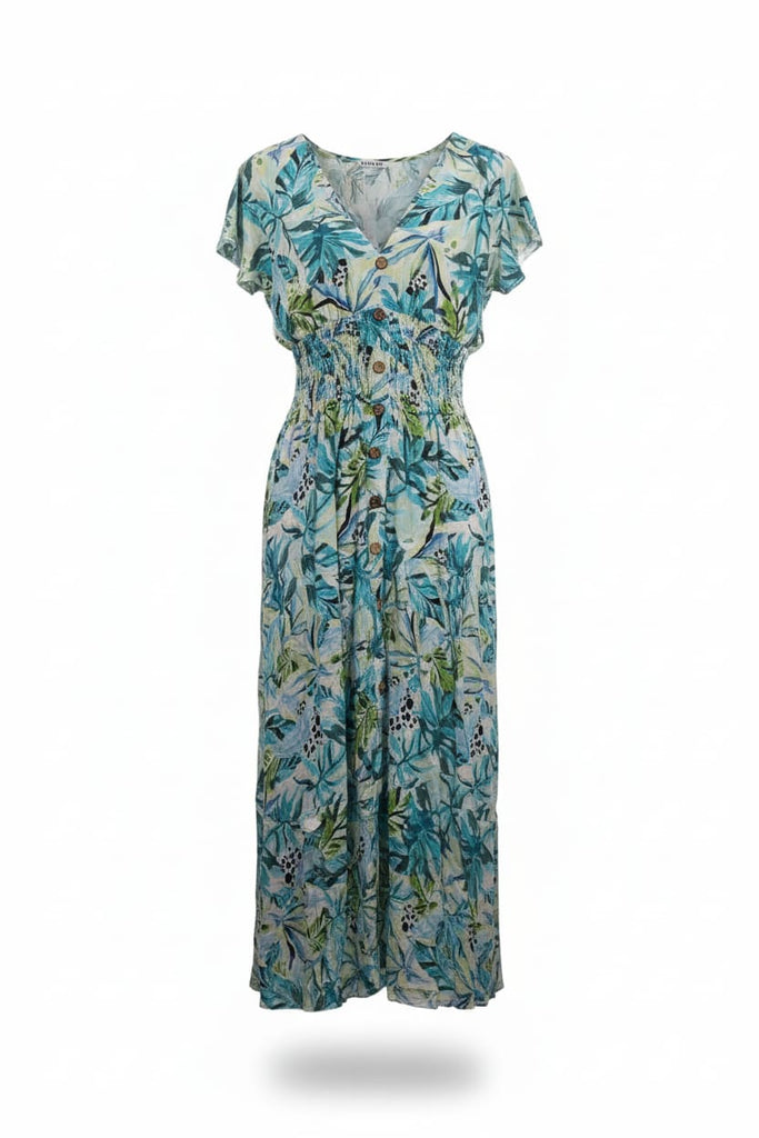 Eloise V-Neck Leaf Print Maxi