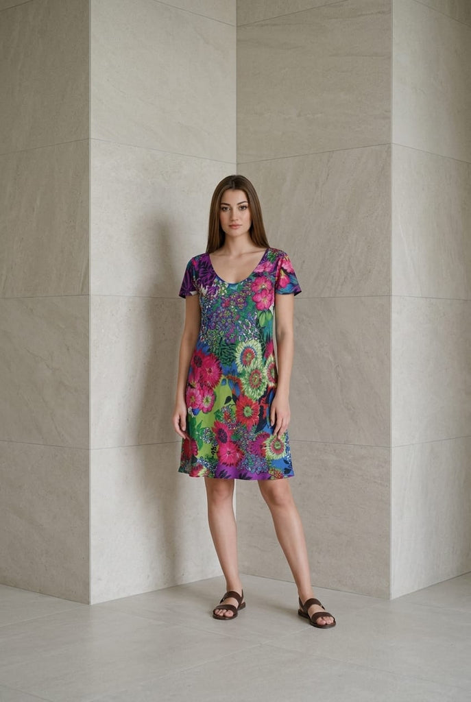 Valeria Abstract Print Reversible Midi Dress