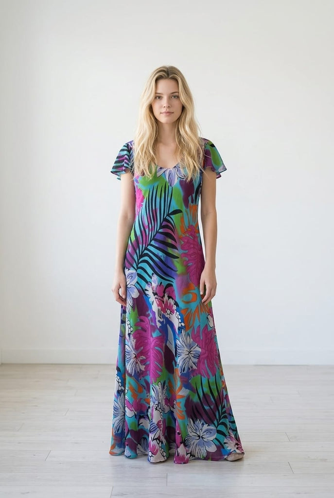 Valeria Abstract Leaf Reversible Dress