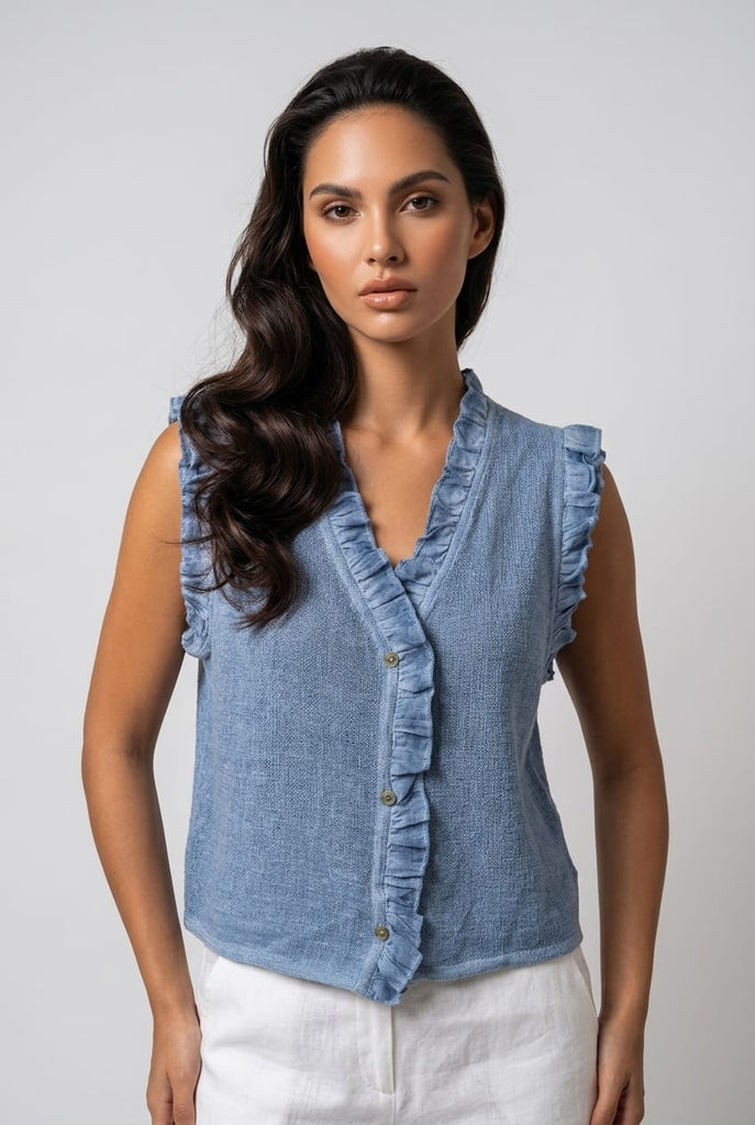 Megan Frill Detail Waistcoat Top