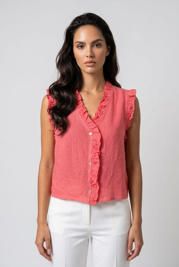 Megan Frill Detail Waistcoat Top