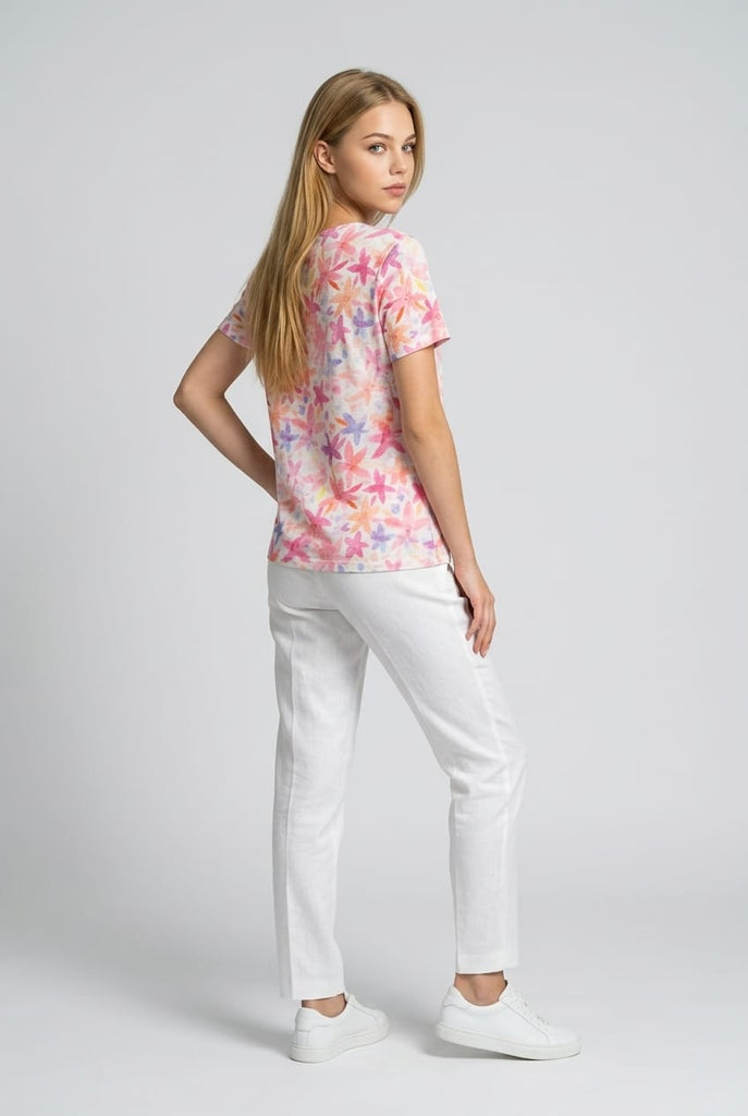 Maisie Leaf Print Embellished Tee