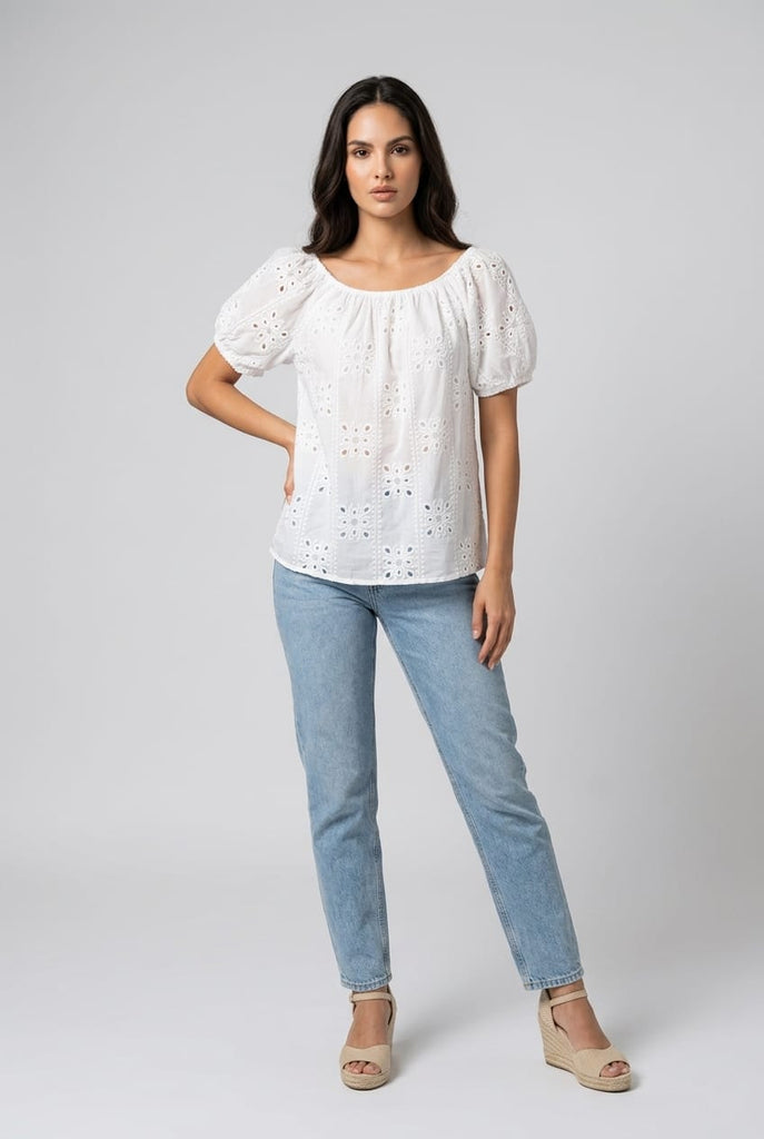 Talia Embroidered Bardot Top