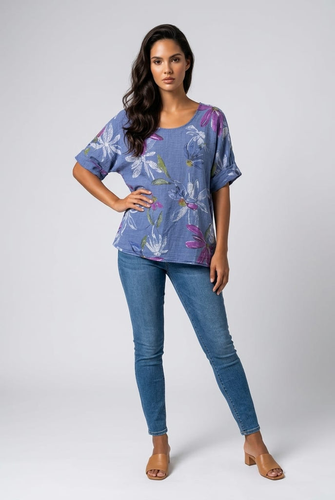 Karen Cotton Floral Top
