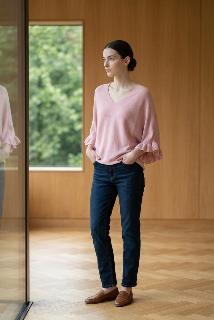 Finley Ruffle Sleeve V-Neck Knit