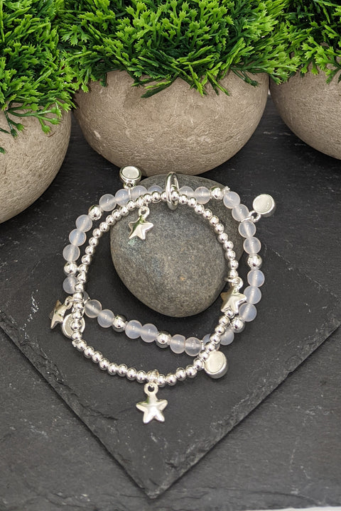 Emerine Pearly Circle & Star Detail Bracelet Set