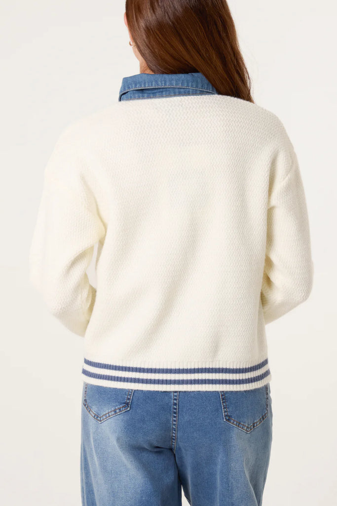 Elise Denim Detail Knit Jacket