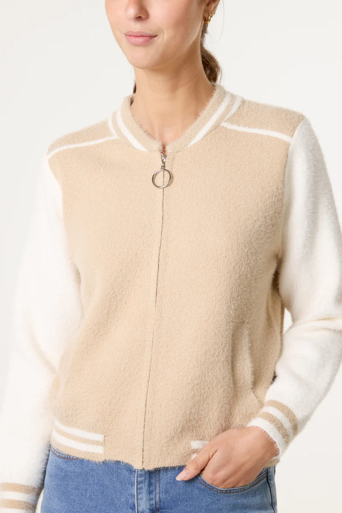 Claire Luxury Knit Zip-Up Bomber Jacket