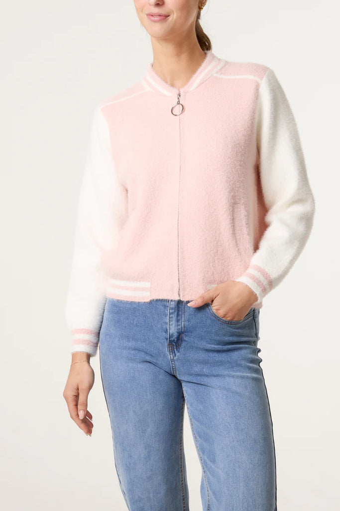 Claire Luxury Knit Zip-Up Bomber Jacket