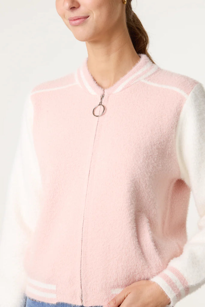 Claire Luxury Knit Zip-Up Bomber Jacket