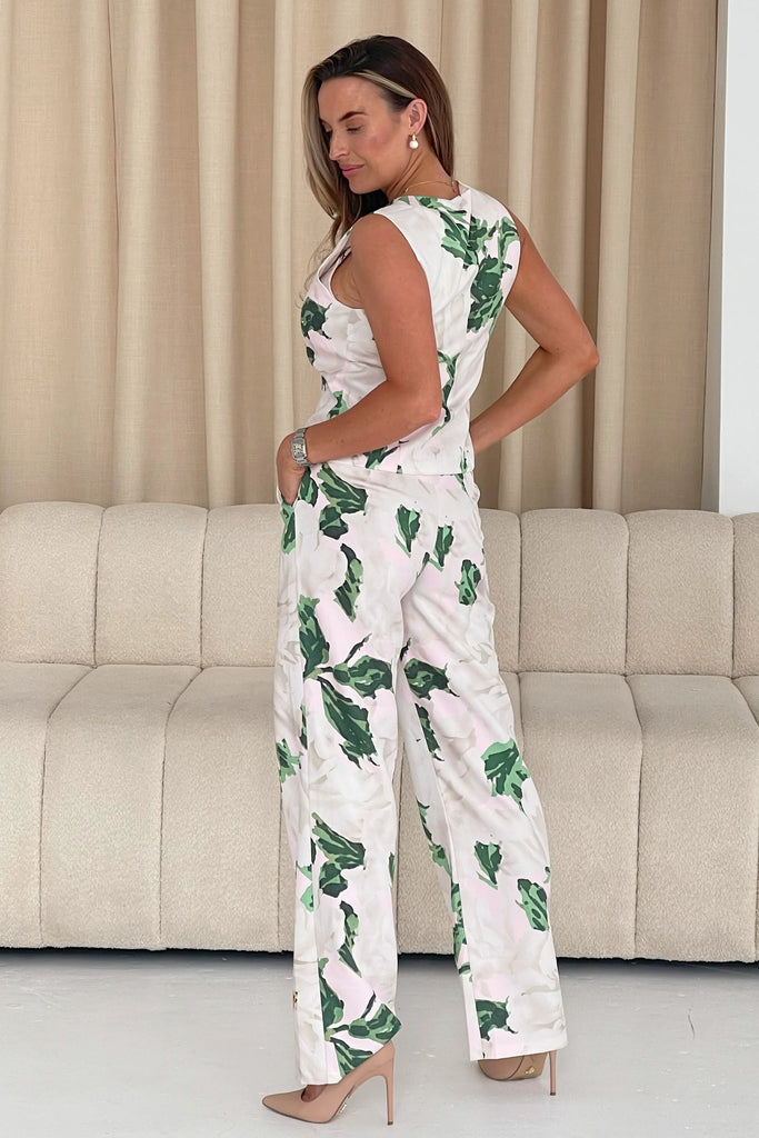 Jo Leaf Print Tailored Trousers
