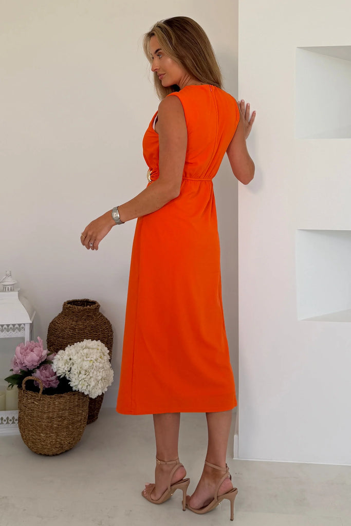 Louisa Gold Buckle Wrap Dress