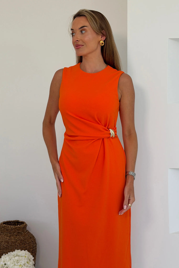 Louisa Gold Buckle Wrap Dress