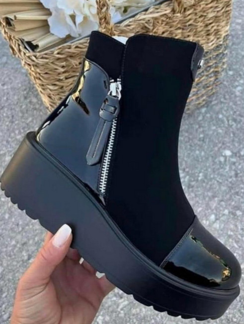 Danni Patent Detail Wedge Boots