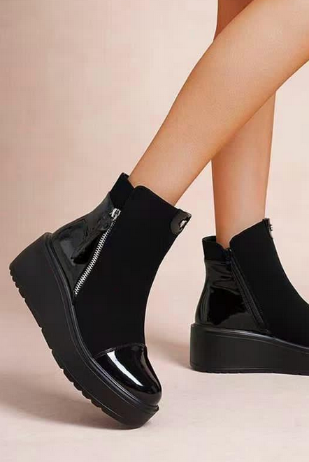 Danni Patent Detail Wedge Boots