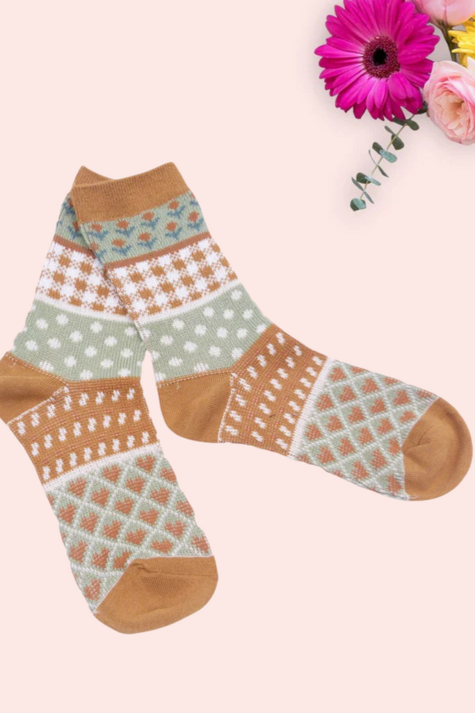 Emily Floral Heart Print Socks