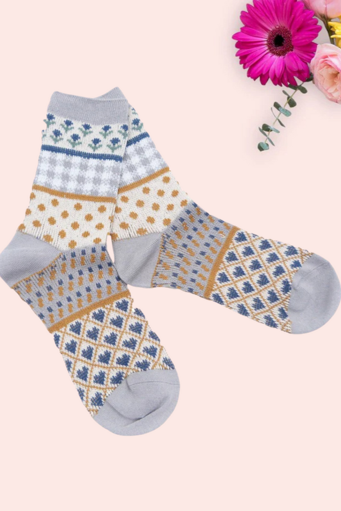 Emily Floral Heart Print Socks