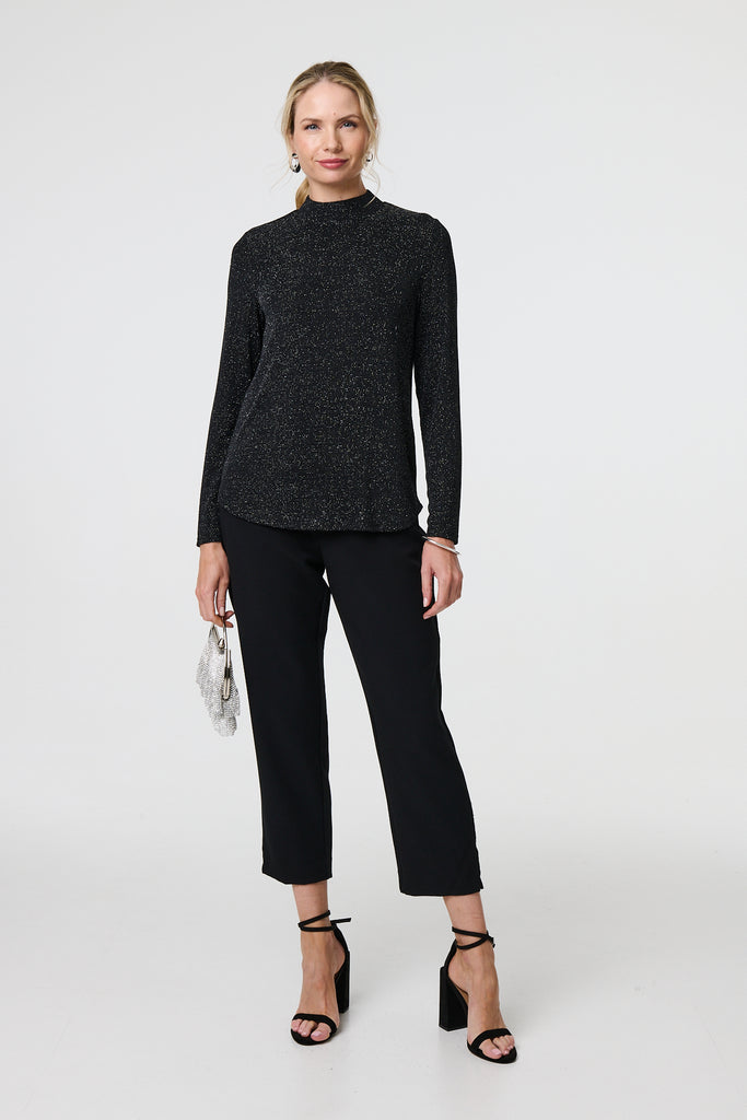 Stacie Lurex Turtleneck Top