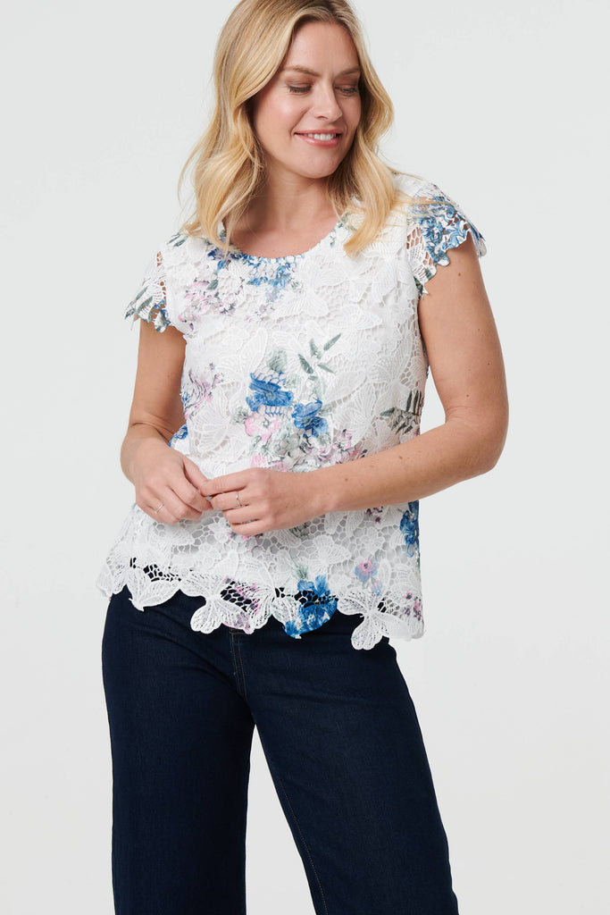 Selena Crochet Floral Top