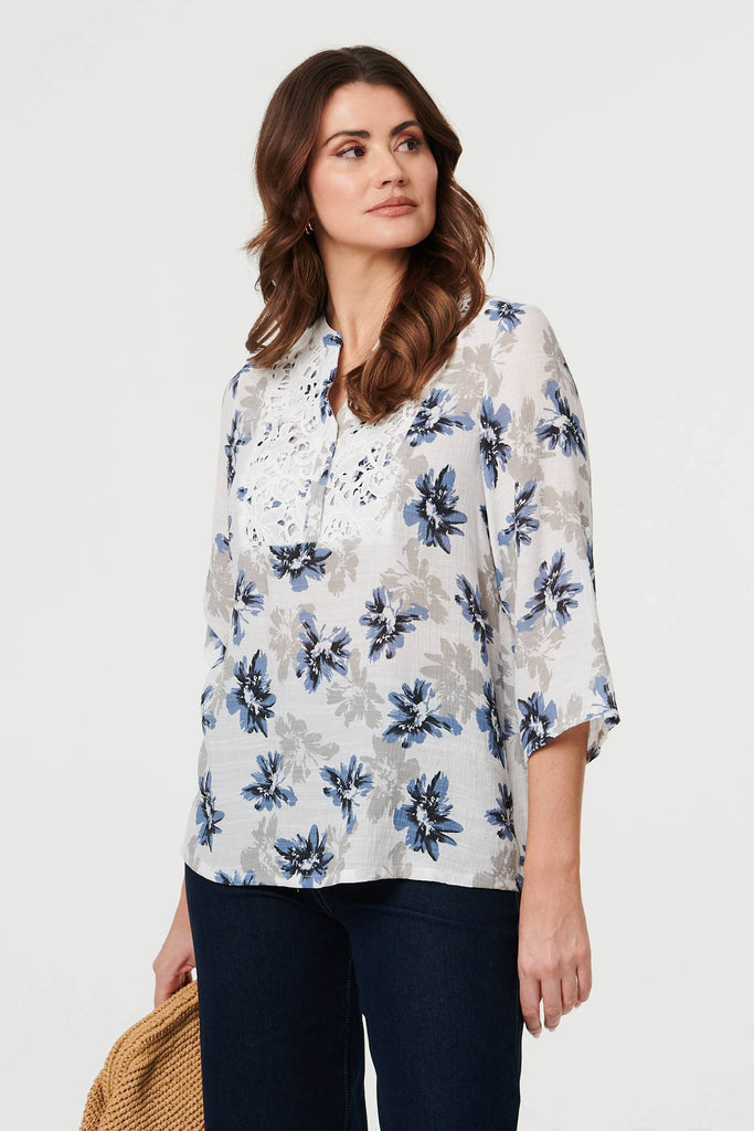 Gaynor Blurred Flower Pull-On Shirt