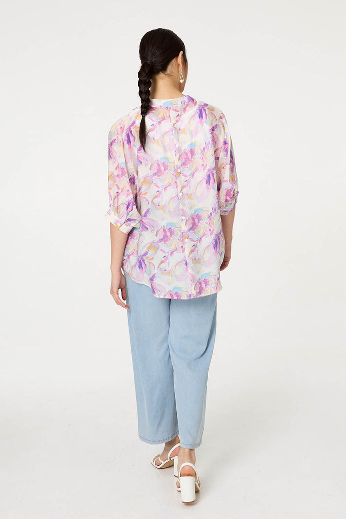 Jilly Floral Print Notch Neck Shirt