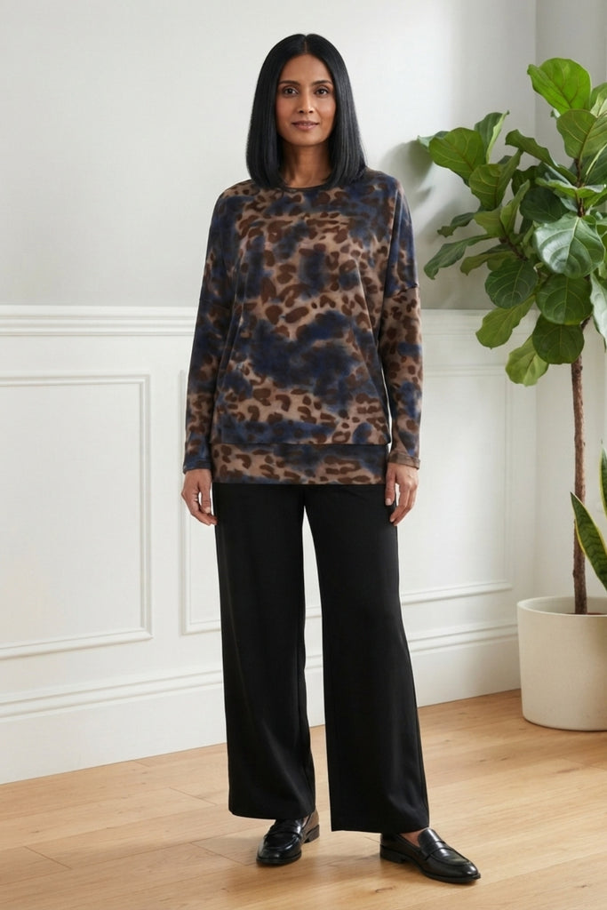 Brinley Fleecy Animal Print Top