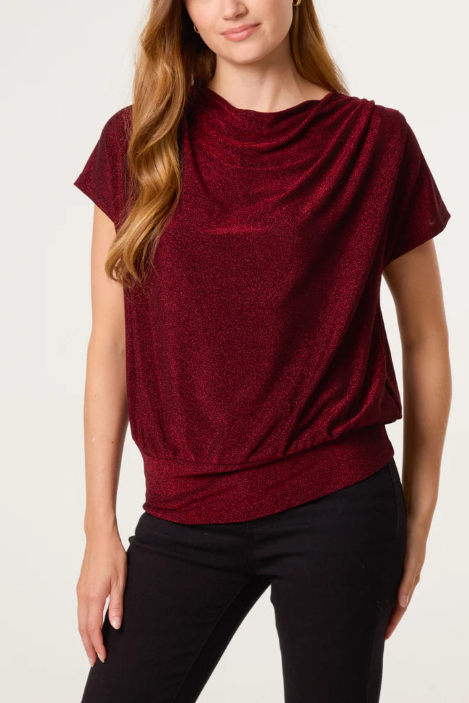 Lisa Metallic Cowl Neck Top