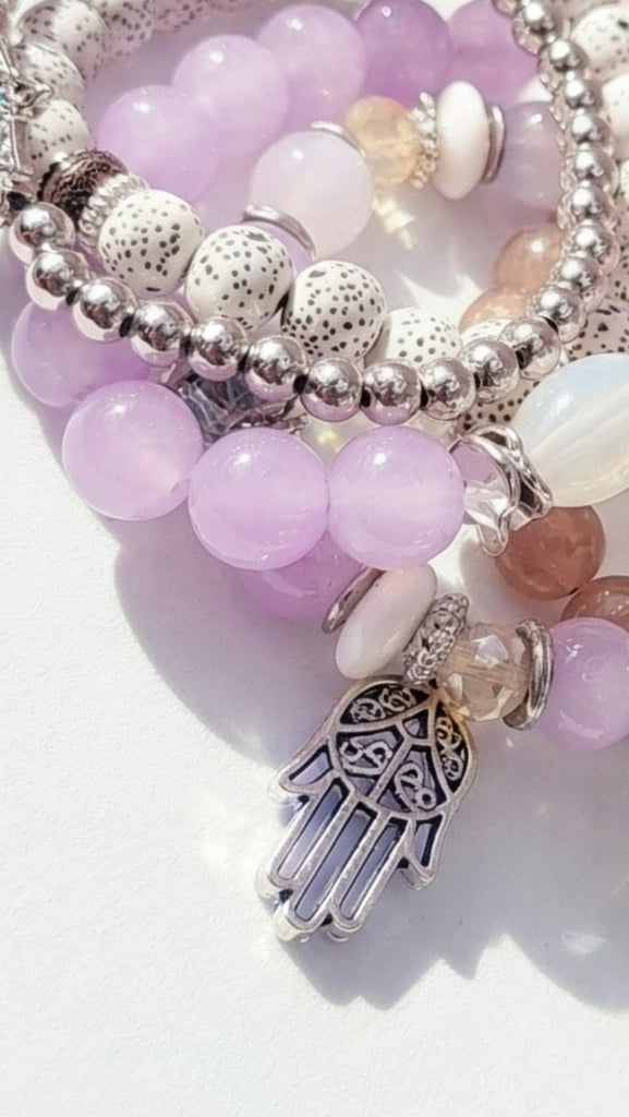 Courtney Hamsa Charm Beaded Bracelet Set
