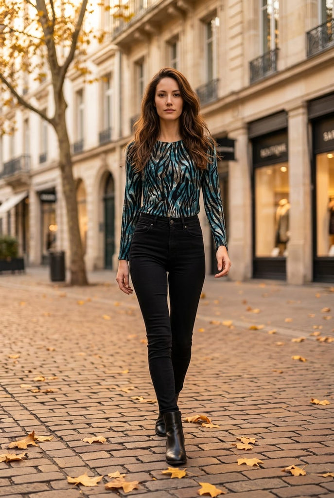 Reece Bark Print Dressy Top
