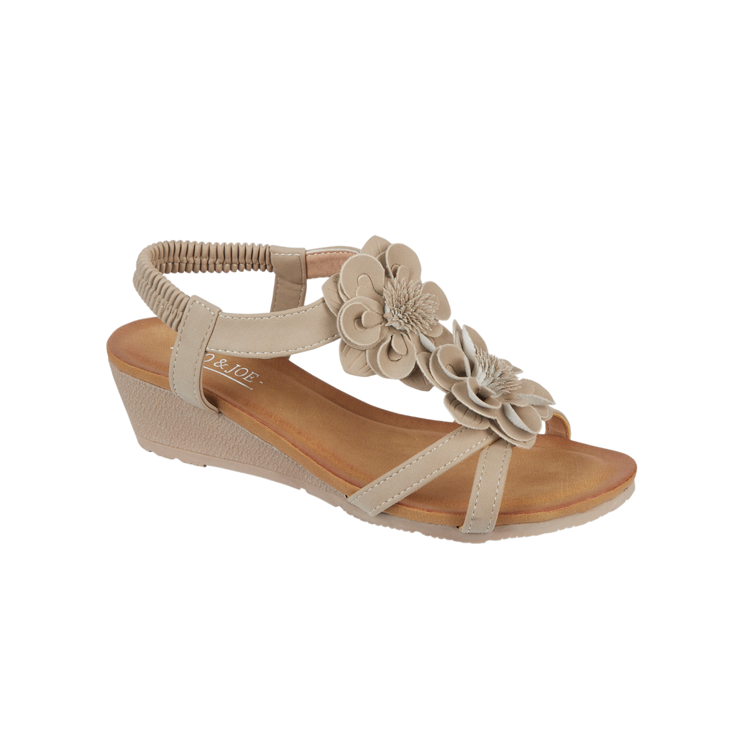 Elliana Flower Detail Wedge Sandals