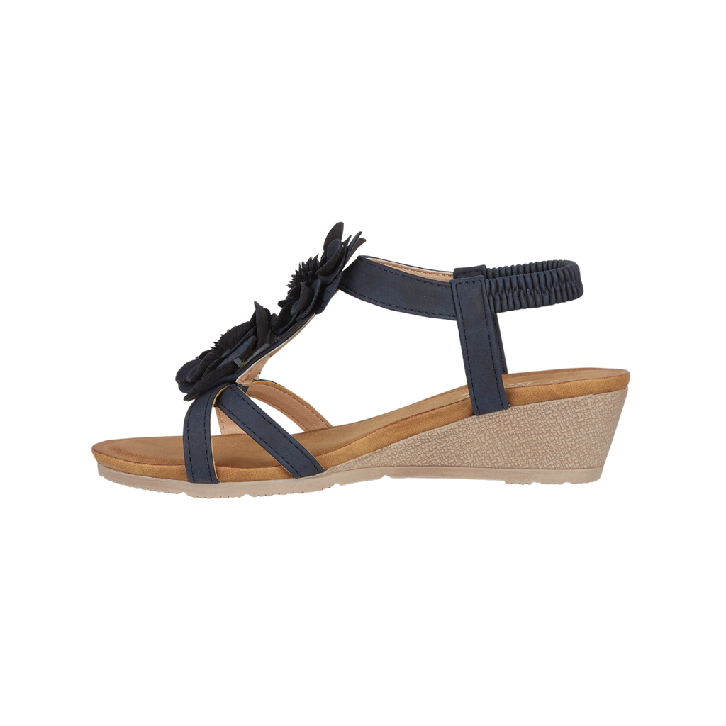 Elliana Flower Detail Wedge Sandals