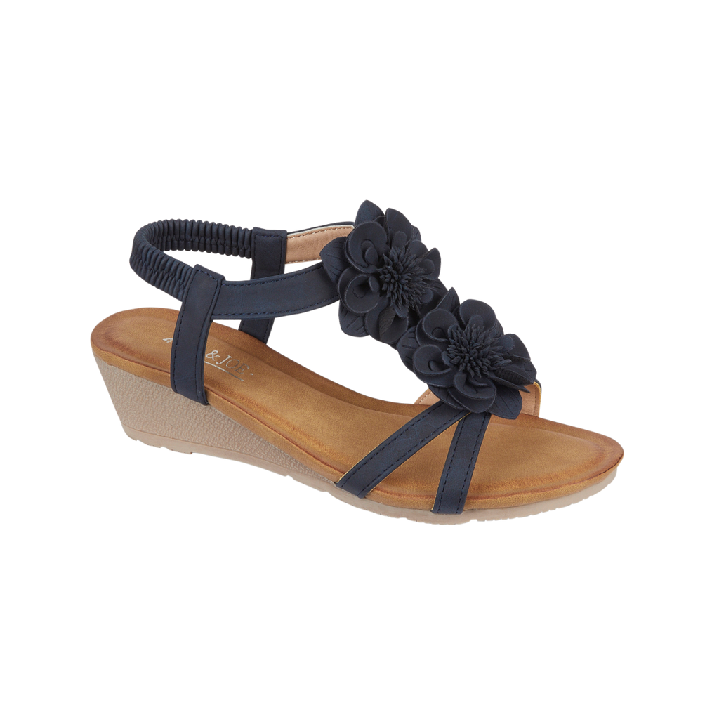 Elliana Flower Detail Wedge Sandals