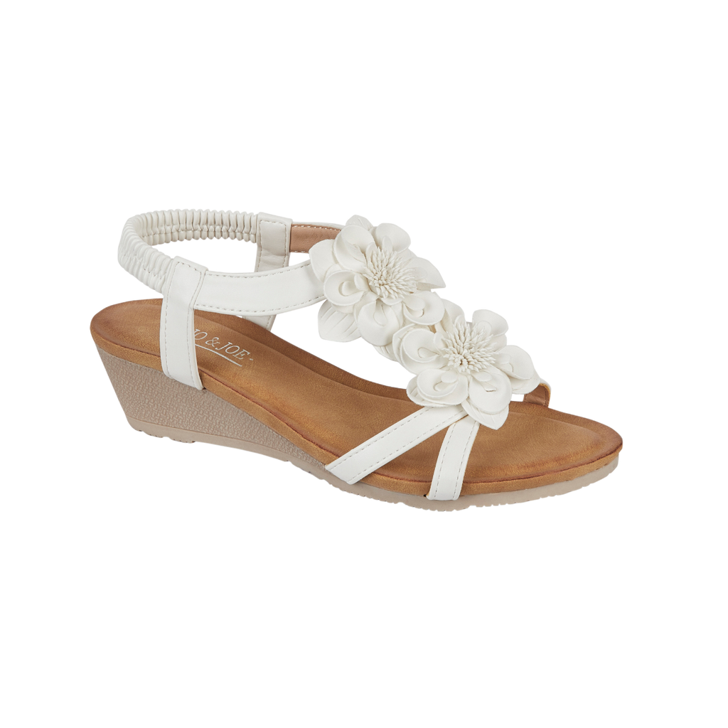 Elliana Flower Detail Wedge Sandals