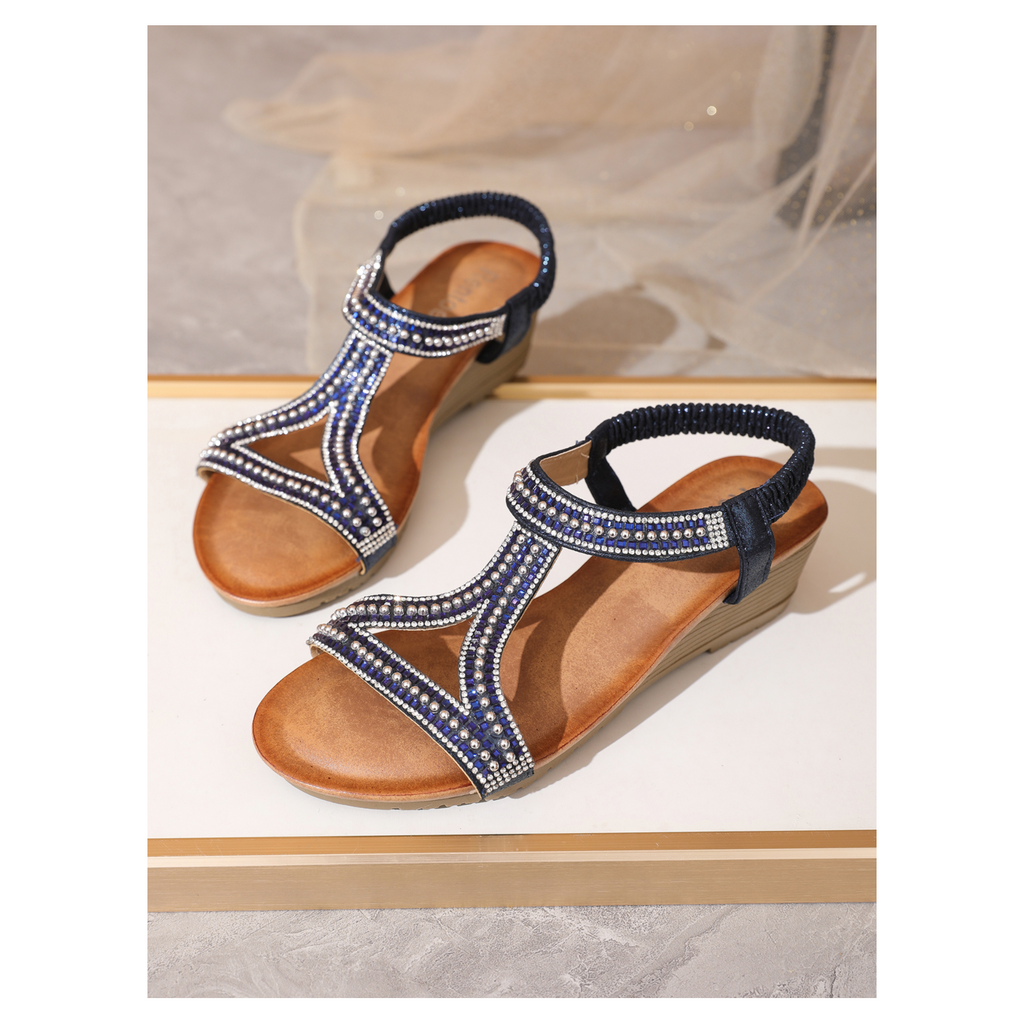 Monica Diamanté Detail Wedge Sandals