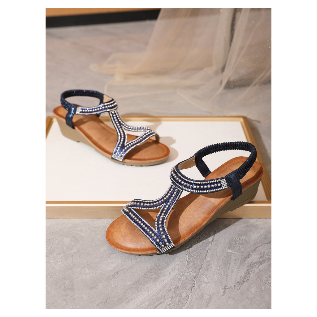 Monica Diamanté Detail Wedge Sandals