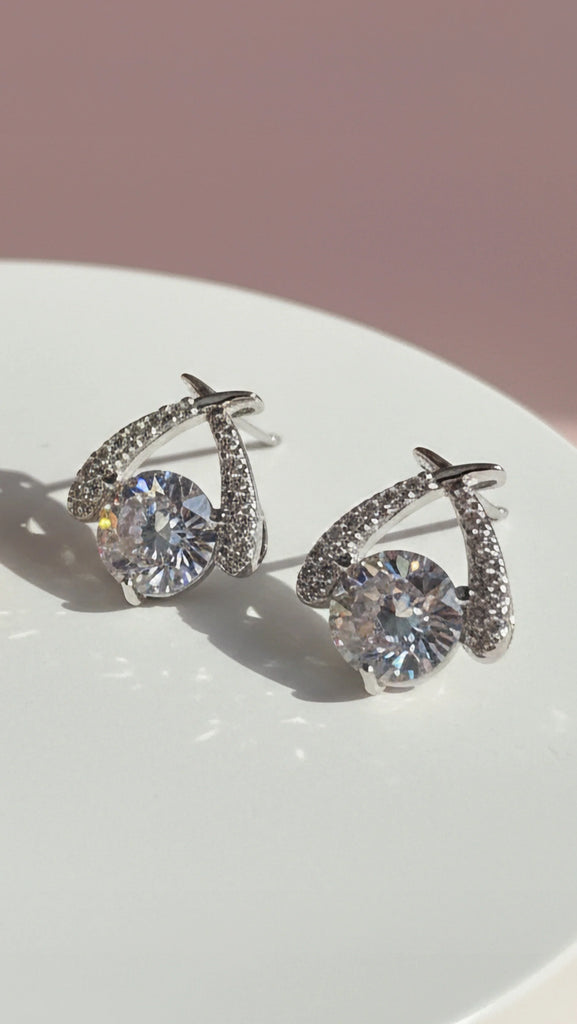 Marina Twisted Solitaire Crystal Stud Earrings