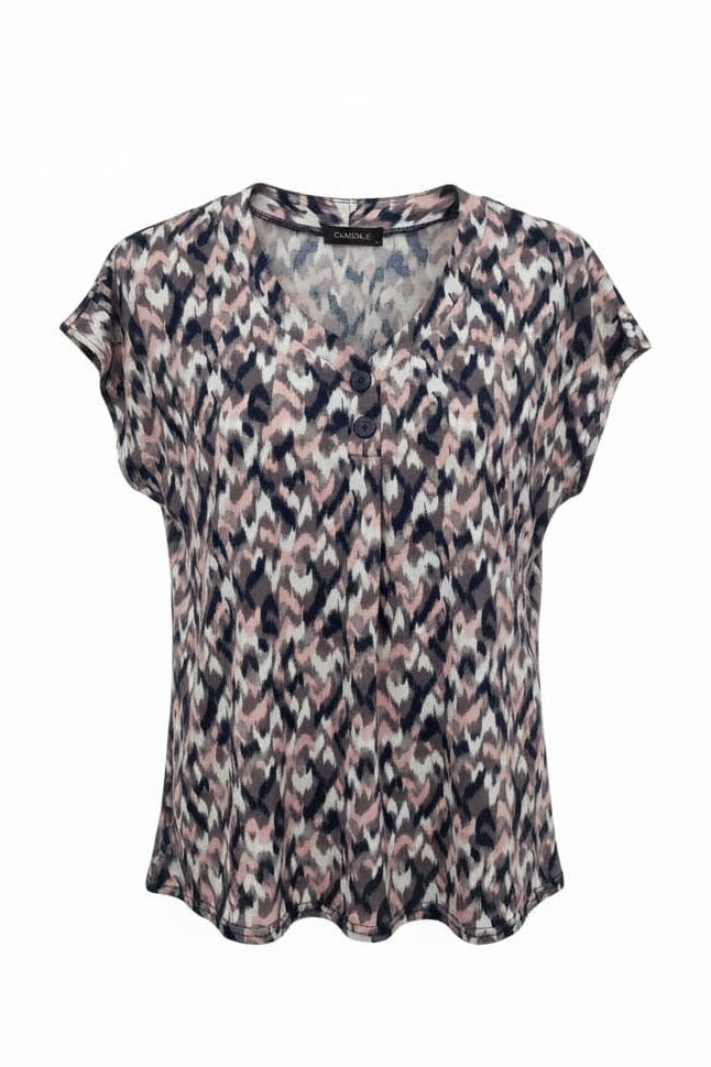 Nicola Abstract Button Front Top