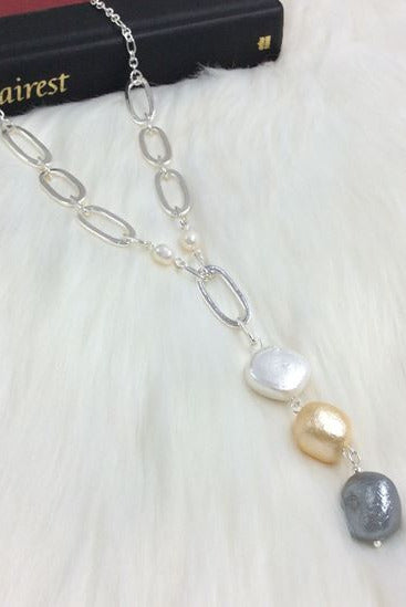 Gabby Pebble Detail Drop Necklace
