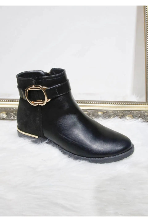 Claire Gold Buckle Detail Boots