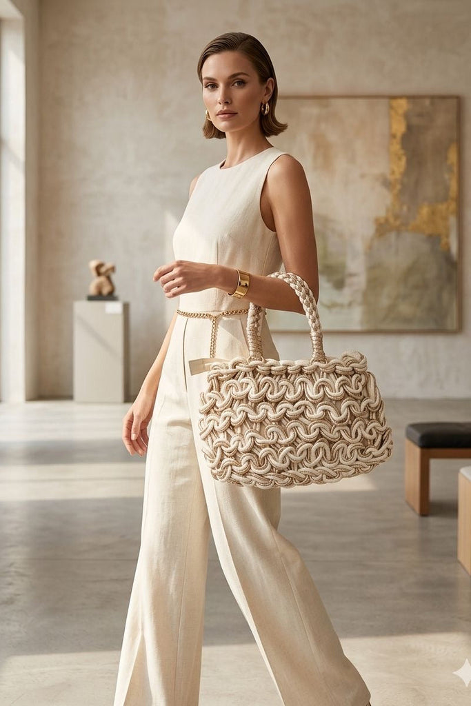 Pearl Woven Rope Tote Bag
