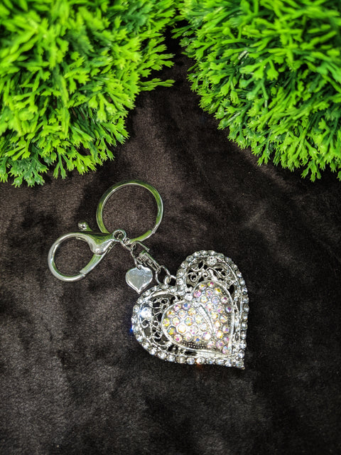 Sindri Filigree Heart Gem Keyring/Bag Charm