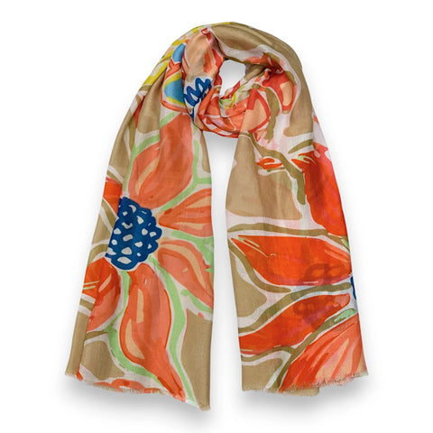 Daphine Bright Floral Print Scarf