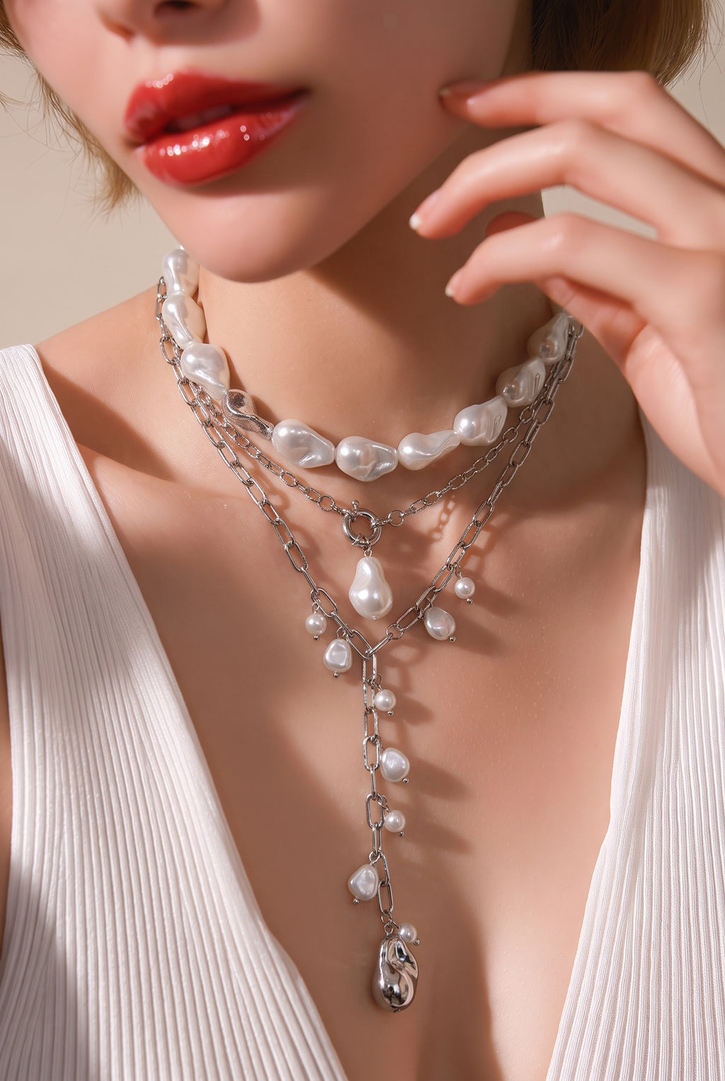 Kirstin Pearl Chain Necklace