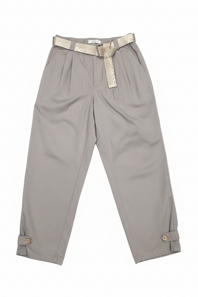 Abigail Belted Button Hem Trousers