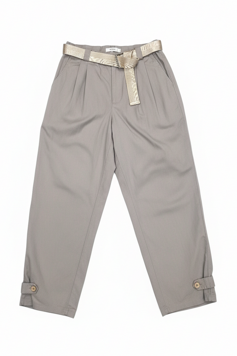 Abigail Belted Button Hem Trousers