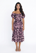 Eloise Blurred Animal Print Bardot Dress